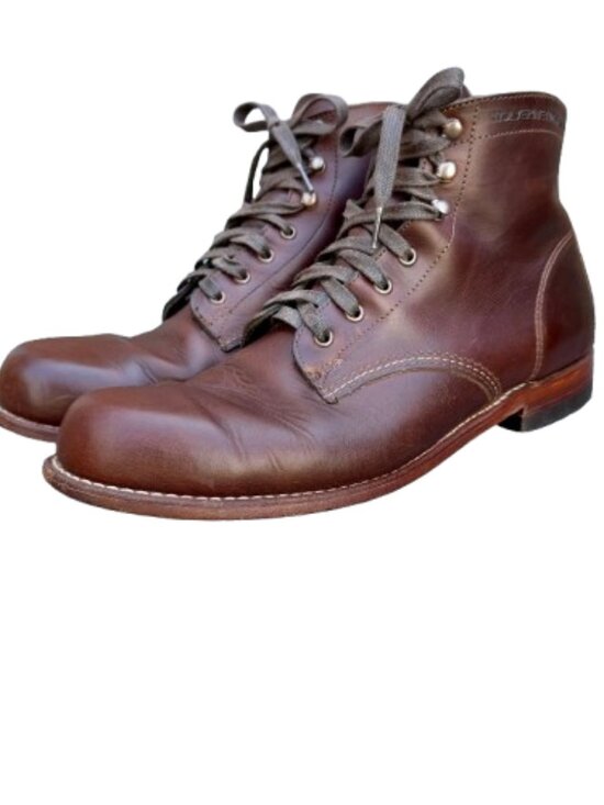 Wolverine 1000 Mile Plain-Toe Original Boots Mens Sz 10.5D Brown Leather main image 8